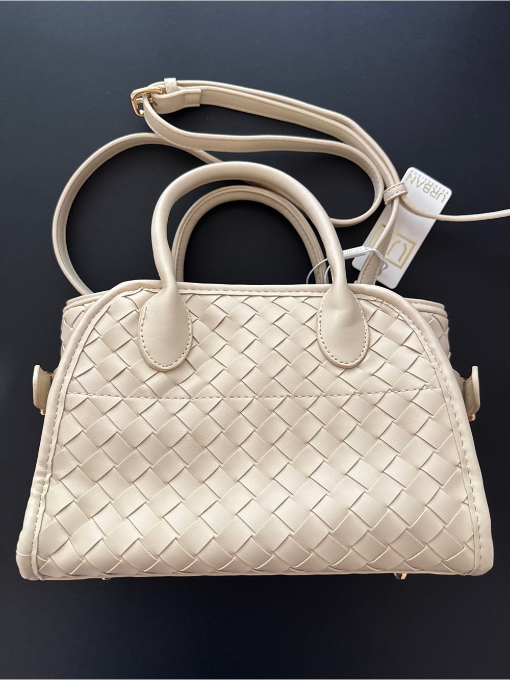 Urban Expressions Cream Woven Satchel with Top Handles